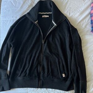 Faherty Black Full-Zip Women's Sweater